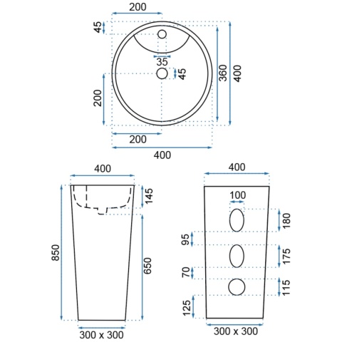 Umywalka wolnostojąca REA BLANKA BLACK