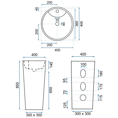 Umywalka wolnostojąca REA BLANKA NATURAL MATT