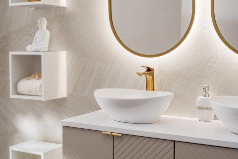 Zestaw meblowy 100cm z blatem i 2 umywalkami nablatowymi Lola