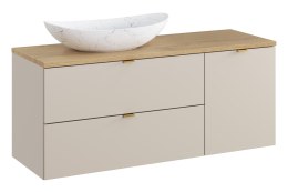 Zestaw meblowy Dalia Cashmere, 120cm z blatem, umywalką nablatową Lena i szafką z koszem na pranie