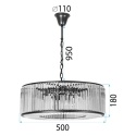 Lampa kryształowa wisząca APP1651-6CP czarna 50 cm