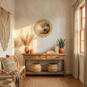 Lustro ścienne drewniane boho KLNA-MR01 36 cm