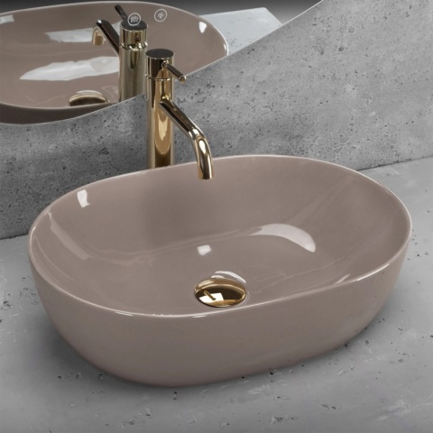 Umywalka nablatowa REA LISA BEIGE SHINY