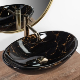 Umywalka nablatowa REA PAMELA BLACK MARBLE SHINY