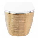 Miska WC REA CARLO MINI RIMLESS BRUSH GOLD/WHITE