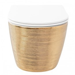 Miska WC REA CARLO MINI RIMLESS BRUSH GOLD/WHITE