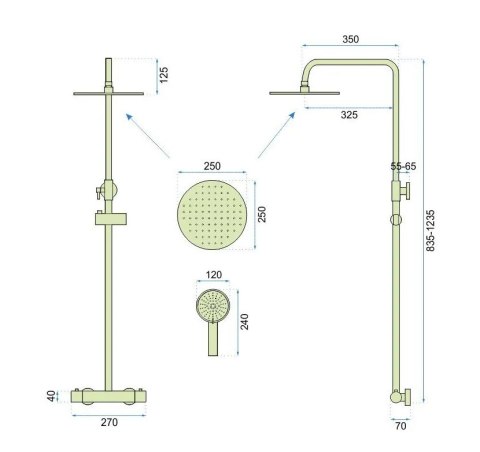 ZESTAW NATRYSKOWY VINCENT ZLOTY SZCZOTKOWANY TERMO