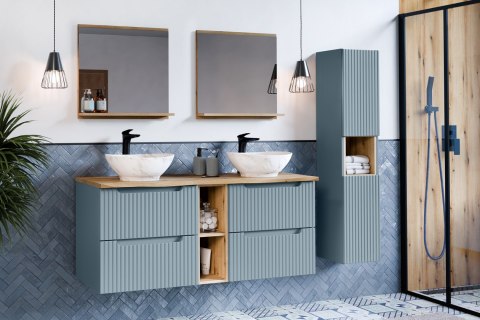 Zestaw meblowy 100cm z blatem, szafką z koszem na praniem i szafką wysoką NOVA DENIM