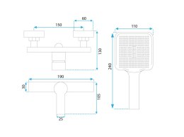 BATERIA PRYSZNICOWA MY2021-8GG ARGUS ZŁOTA SZCZOTK