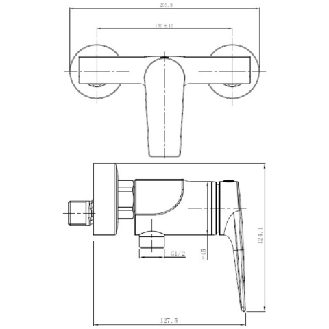 Bateria prysznicowa, natynkowa, 1-uchwytowa, 2-otworowa VITALLE