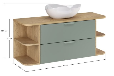 Zestaw meblowy 120cm z blatem i umywalką nablatową Cloud ASTER GREEN