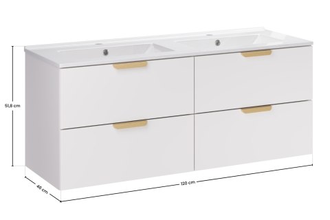 Szafka ASTER WHITE 120 cm z umywalką meblową LAVA