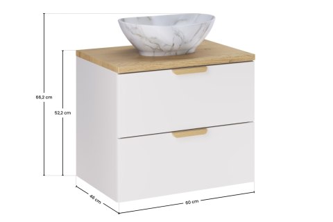 Szafka ASTER WHITE 60 cm z blatem CREMONA i umywalką nablatową PATI