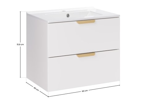 Szafka ASTER WHITE 60 cm z umywalką meblową jednokomorową LAVA