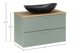 Zestaw meblowy 80cm z blatem i umywalką nablatową Lena, ASTER GREEN