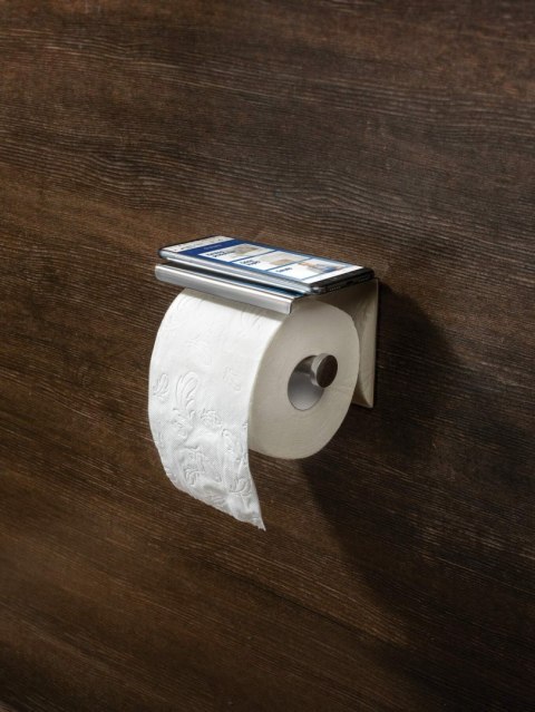 Uchwyt na papier toaletowy ścienny - z półką Uchwyt na papier toaletowy ścienny - z półką