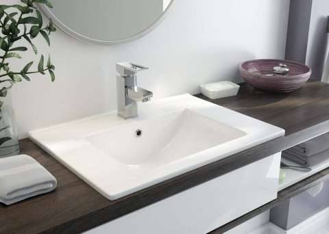 Umywalka ceramiczna wpuszczana z miejscem na baterię - 60 cm Umywalka ceramiczna wpuszczana z miejscem na baterię - 60 cm