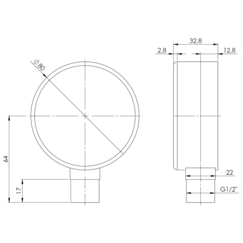 Manometr grzewczy RF 80 (0÷10 bar, G1/2'') AFRISO