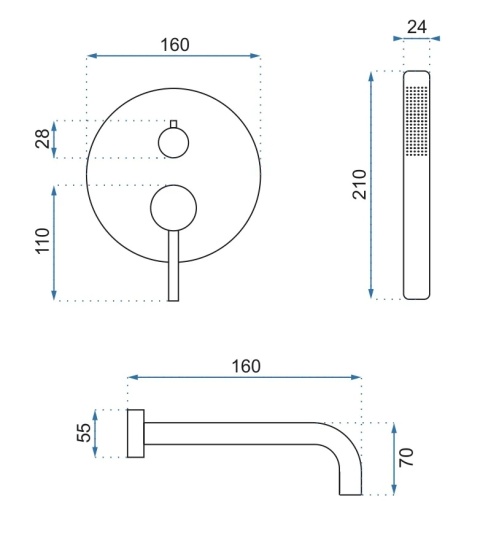 Bateria wannowa podtynkowa REA LUNGO CHROM + BOX