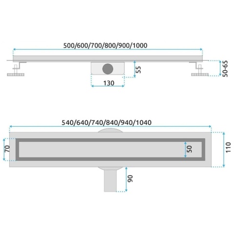 Odpływ liniowy 800 mm REA NEOX PRO miedź szczotkowana