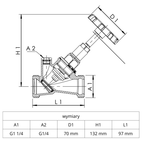 Zawór odcinający skośny KEMPER 1732G DN25 G11/4 PN16