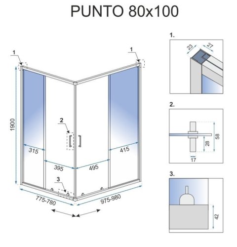 KABINA PUNTO CHROM 80x100