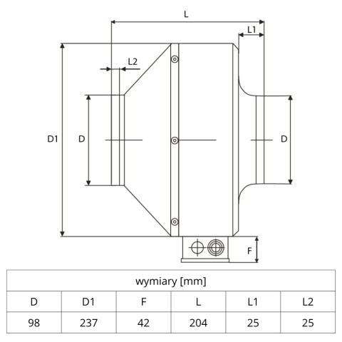 Wentylator kanałowy Ferono FKM100