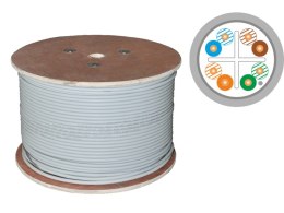 Kabel F/UTP kat.6, sieciowy, skrętka, PVC, Eca 4PR, 1Gb/s (10Gb/s do 55m), gwarancja 10 lat, szary, 305m - Q-LANTEC