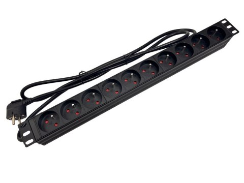 Listwa zasilająca 19" 230V - 10 gniazd (typu E - CEE 7/5), kabel 1,8m CEE 7/7 ALANTEC