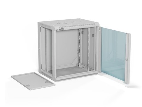 Szafa wisząca 19" 12U 600x450, (opcja dwusekcyjna - 600x600) drzwi szklane jednoskrzydłowe, tył osłona pełna demontowalna, osłon