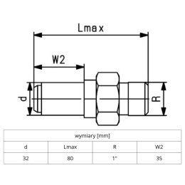 Adapter przejściowy PE/mosiądz +GF+ d32-1''