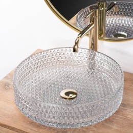 Umywalka nablatowa REA CRISTAL 39 cm transparentna