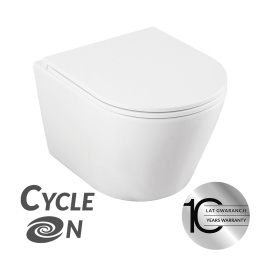 Nida CycleOn - miska ustępowa wisząca bezkołnierzowa biała z deską