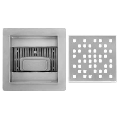 Odpływ kwadratowy REA DOTS stal szczotkowana 150x150