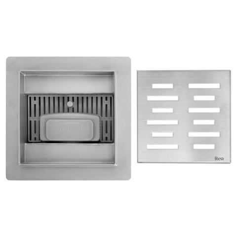 Odpływ kwadratowy REA LINE stal szczotkowana 150x150