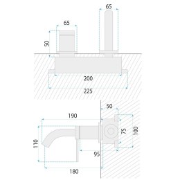 BATERIA UMYW PODTY JS-W022BRG CLIF MIEDŹ SZCZO