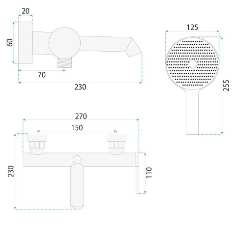 BATERIA WANNOWA JS-A701303BG FOSS ZŁOTA SZCZO