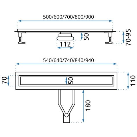Odpływ liniowy REA NEOX SUPERFLOW stal szczotkowana L700