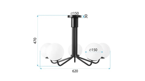 Lampa APP1578-5CP Black Mat