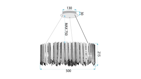 Lampa wisząca metalowa APP1764-8CP 50cm