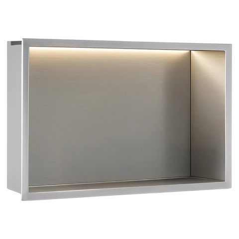 Półka wnękowa REA LED stal szczotkowana 30/45/10