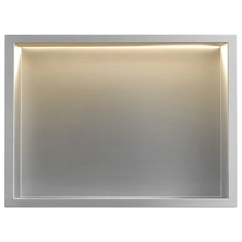 Półka wnękowa REA LED stal szczotkowana 30/45/10