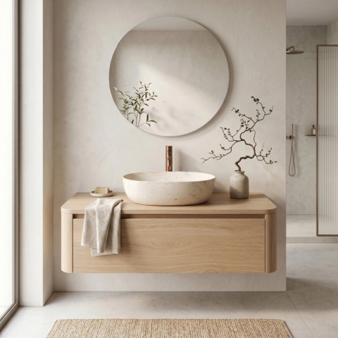 Umywalka nablatowa REA AMELIA 48 TRAVERTINE CLASSIC