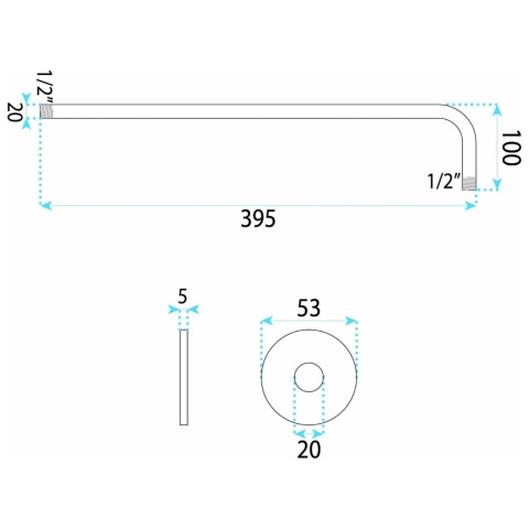 Okrągłe ramię do deszczownicy REA JS-9021BG złoto szczotkowane 40 cm