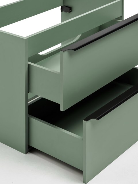 Zestaw szafki łazienkowej 80 cm, szafki z koszem na pranie 40 cm i blatu 120 cm SOMBRA GREEN